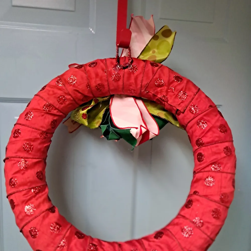 Christmas Festive Red Holiday Wreath with Bow